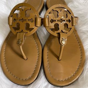 Tory Burch Miller Sandal Tan Leather Thong Flip Flop Size 8